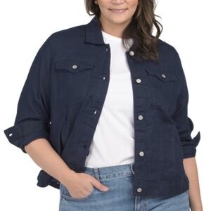 JONES & CO JONES NEW YORK navy linen jacket L